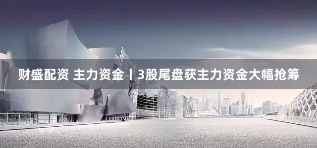 财盛配资 主力资金丨3股尾盘获主力资金大幅抢筹