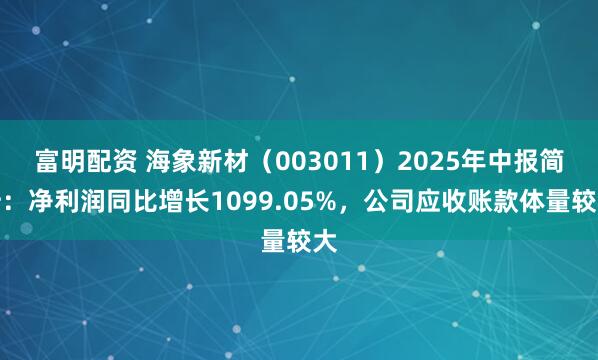 富明配资 海象新材（003011）2025年中报简析：净利润同比增长1099.05%，公司应收账款体量较大